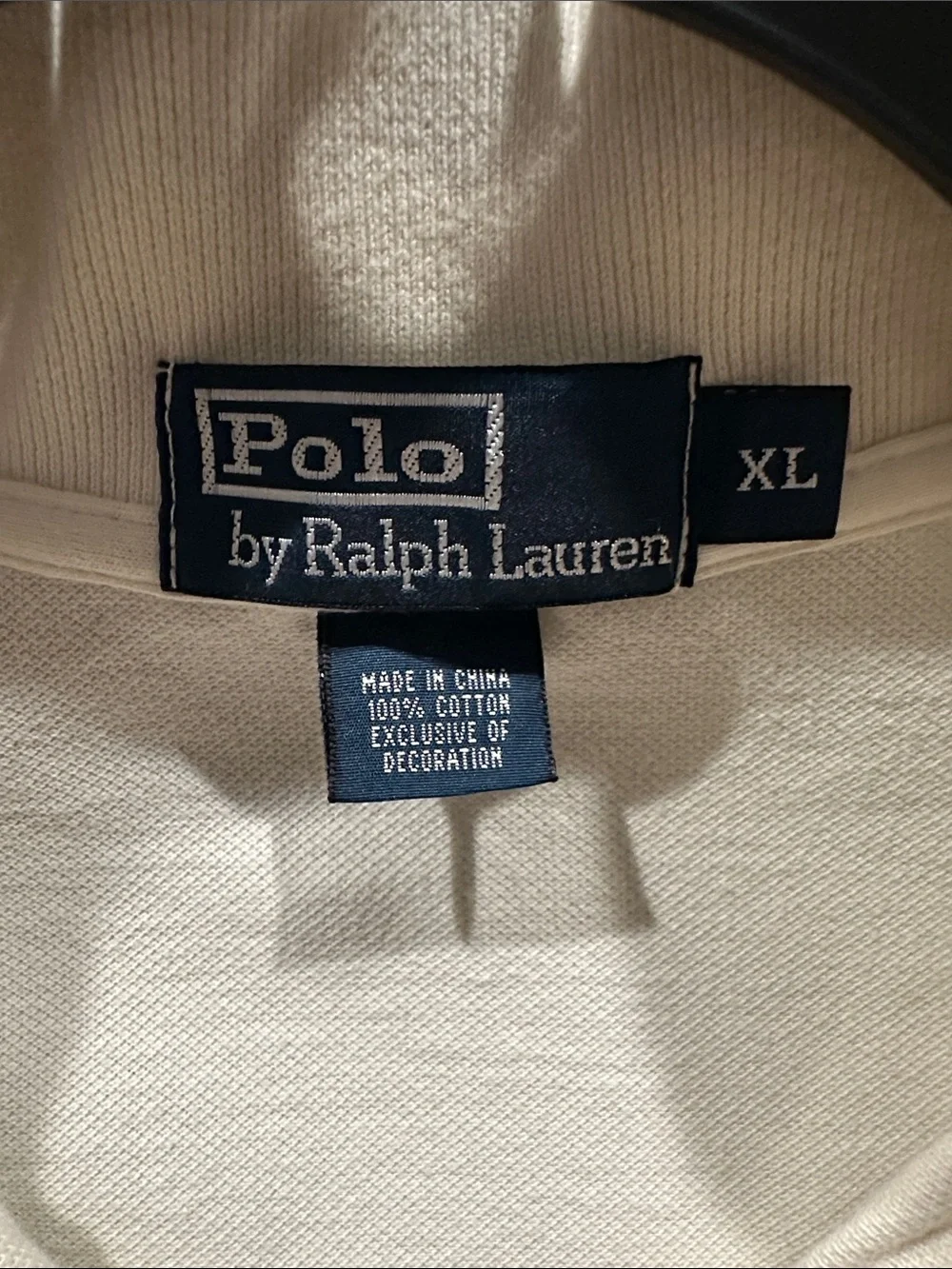 Polo by Ralph Lauren Cream Short-Sleeve Polo with Green Pony Embroidery